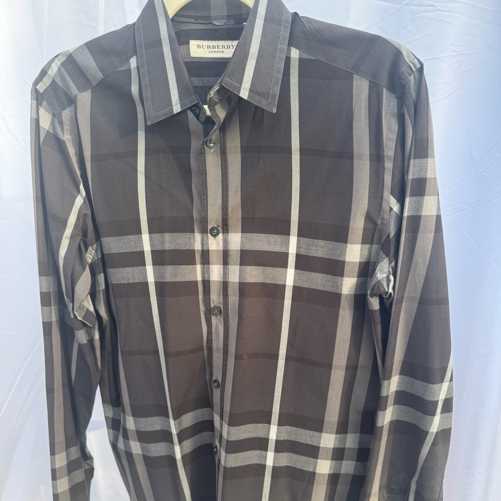 Burberry dress shirt Black check shirt size M